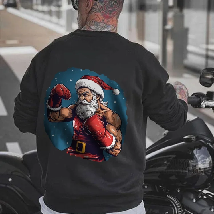 Boxer Muscle Santa Claus Christmas Winter Warm Sweatshirt