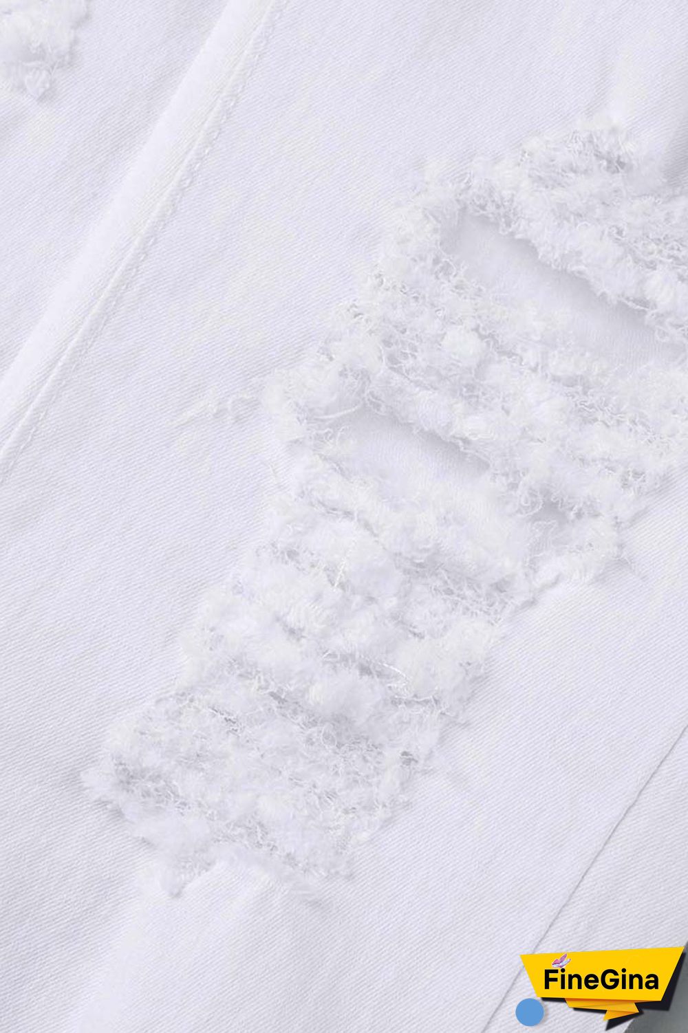 White Casual Solid Ripped Patchwork High Waist Skinny Denim Jeans