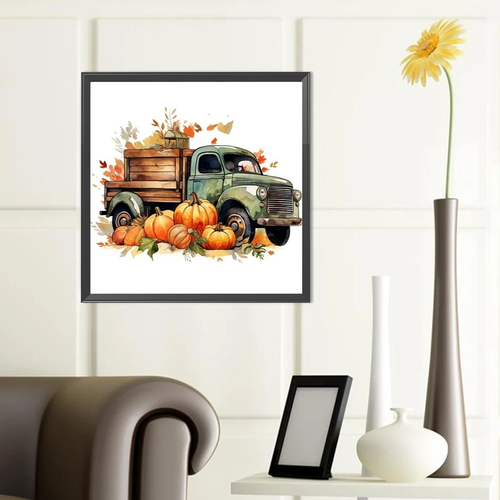 Diamond Painting - Full Round Drill - Pumpkin Lorry(Canvas|40*40cm)