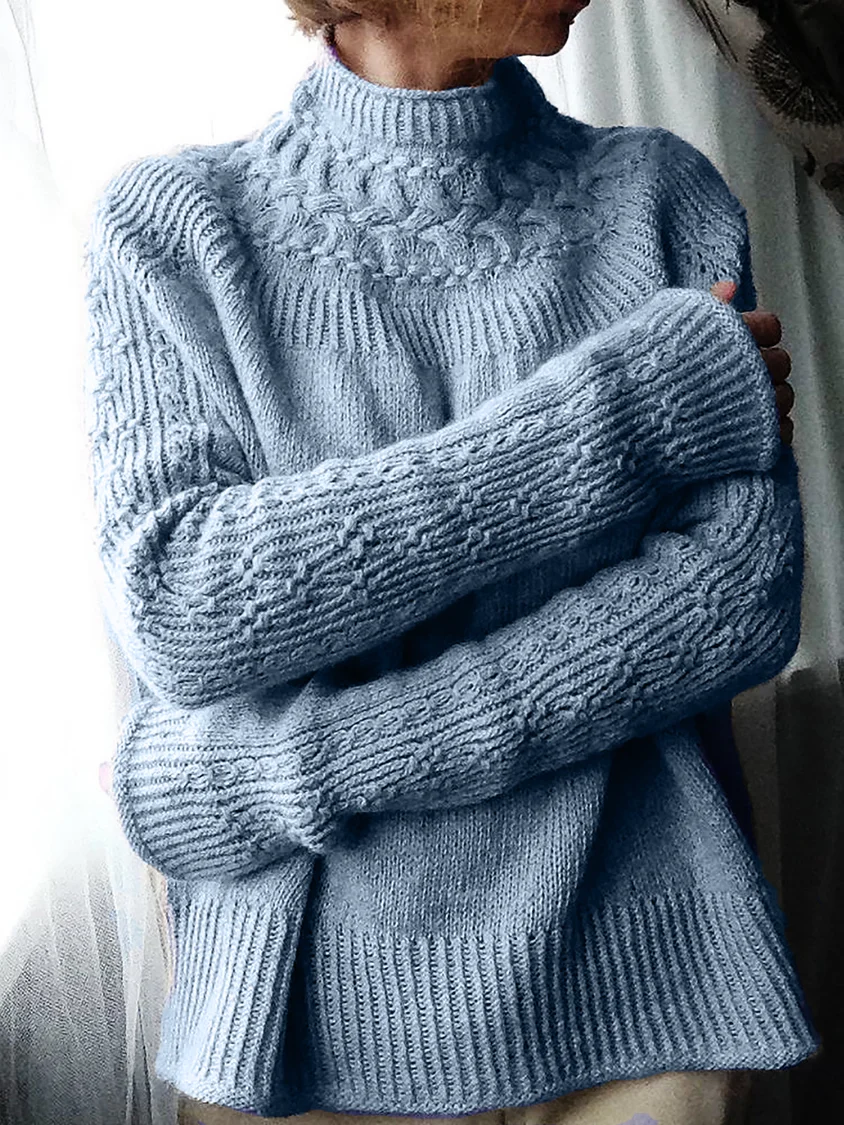 Knitted Plain Casual Shirts & Tops