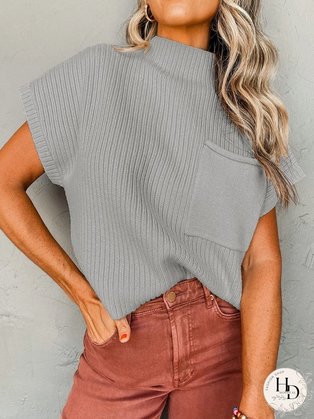 Versatile Knit Mock Neck T-Shirt