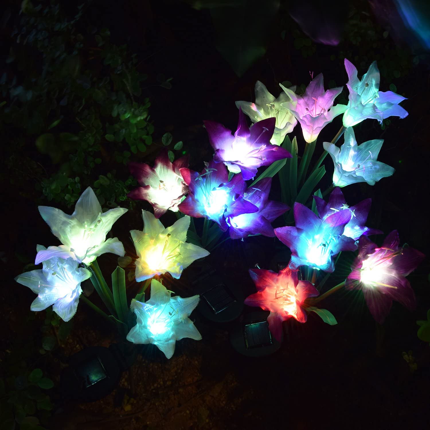 Solar Powered Flower Yard Lights - Solar lily flower lights for lighting pathway