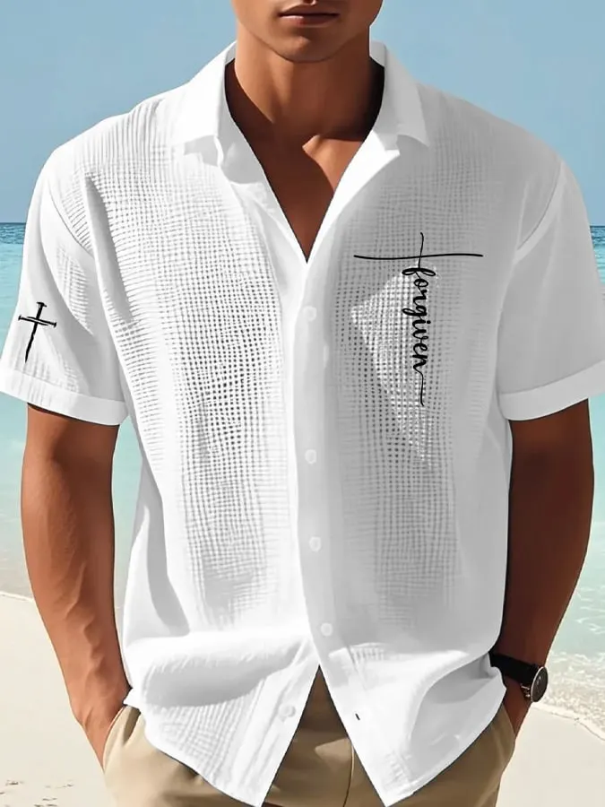 🔥Buy 3 Get 15% Off🔥Men's Faith Print Waffle Shirt 