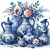 Blue And White Porcelain Flowers-11CT Stamped Cross Stitch 40*40cm/15.75*15.75in