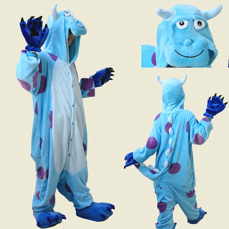 Kid Sully Monster Inc Onesie Animal Pajamas Kigurumi Costume-Pajamasbuy