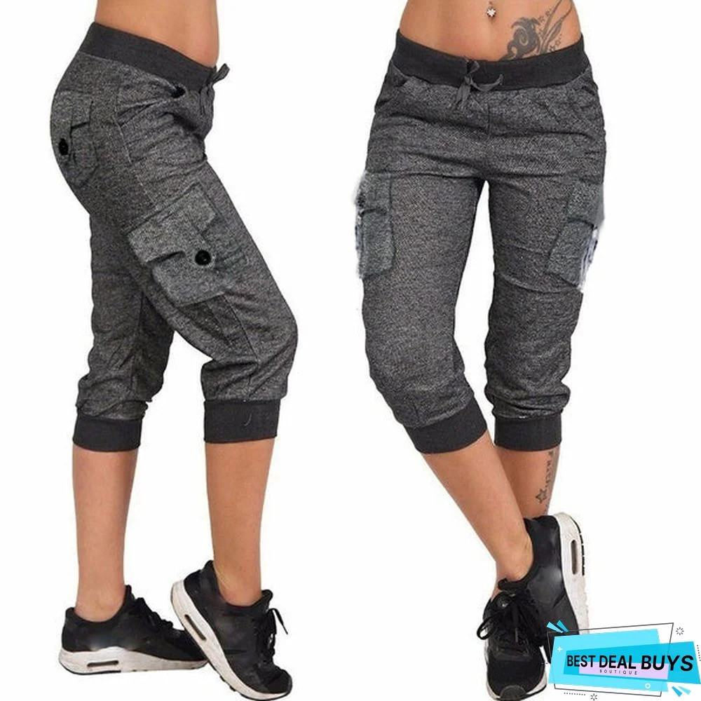 Cargo Capri Jogger Pants Multi-pocket Capris