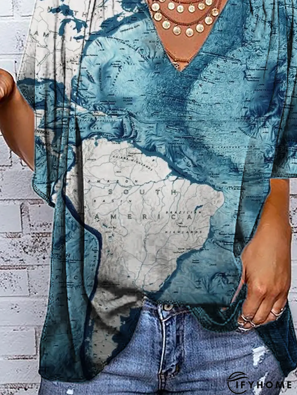 Short Sleeve Holiday Printed Top | IFYHOME
