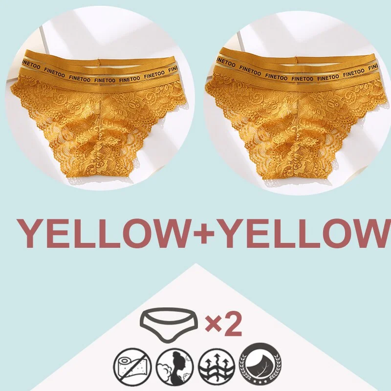 FINETOO 2PCS/Set High Waist Women Panties Sexy Lace Underwear Woman Lace Pantys Mesh Floral Lingerie Female Seamless Briefs L-XL