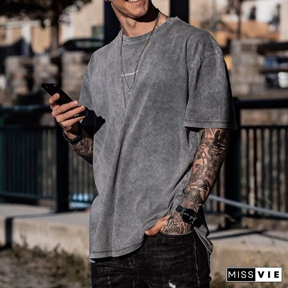 Mens Fashion Simple Printed Casual T-Shirt