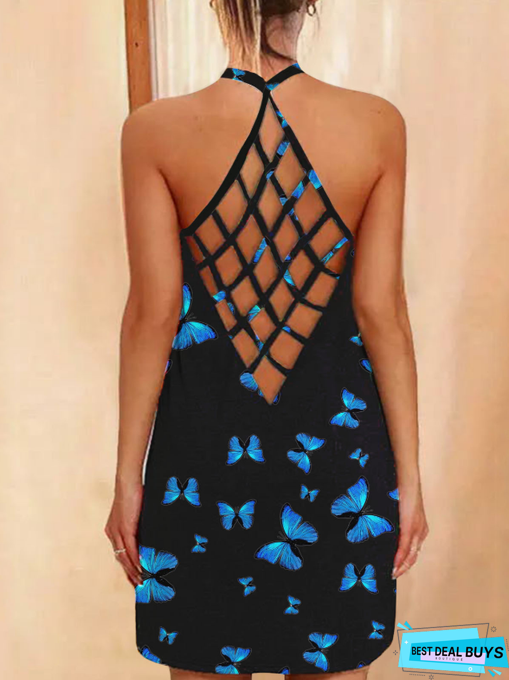 New Printed Sexy Hollow Neck Slim Dress Women In Summer