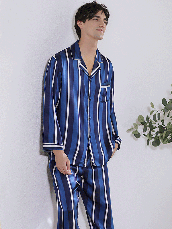 22 MOMME Pyjama en soie à rayures homme-Chouchouhome