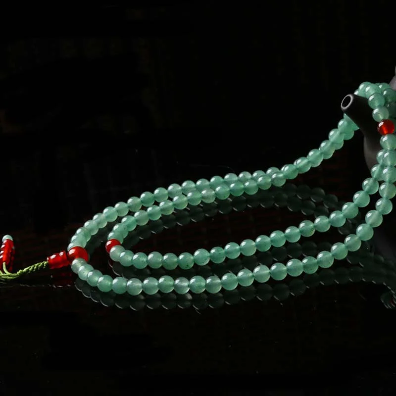 Green Aventurine Red Agate 108 Beads Luck Bracelet Necklace Mala