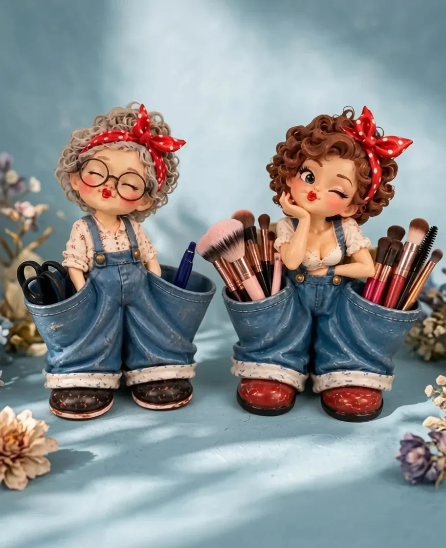 Retro Girl Makeup Brush Holder