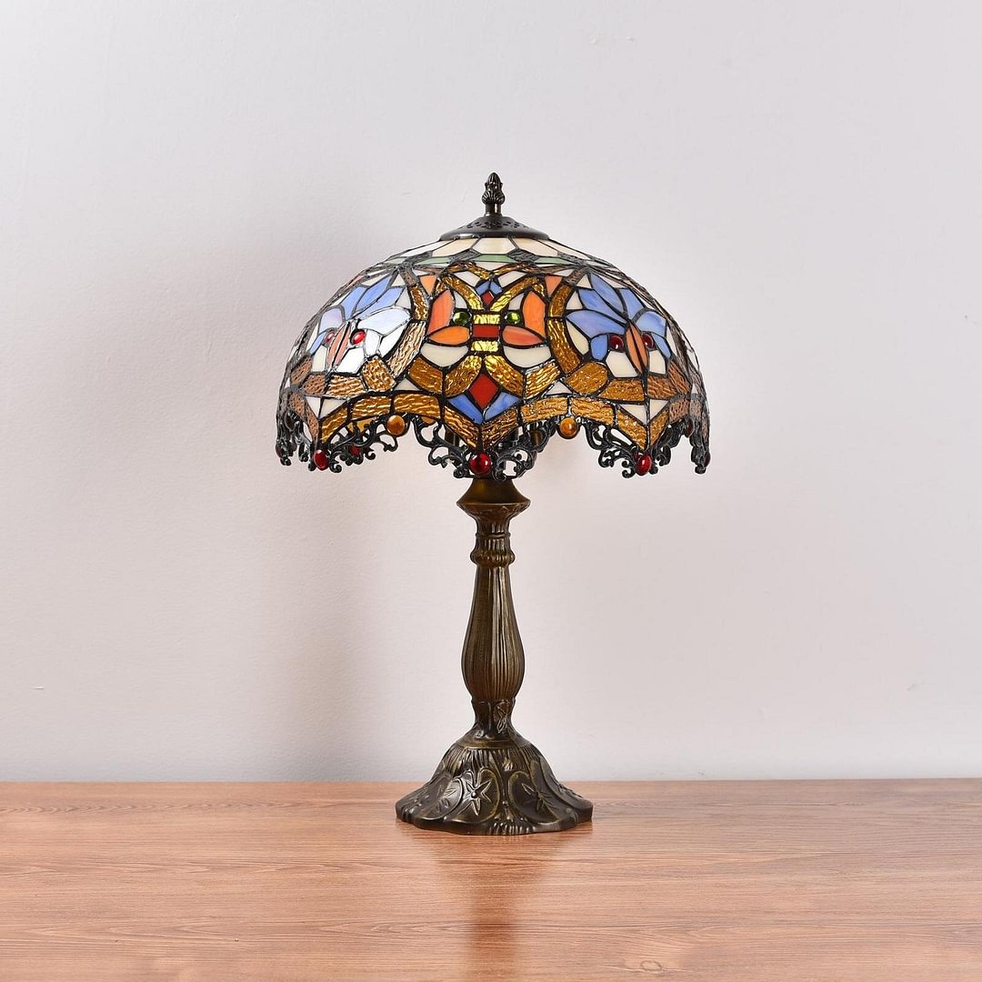 Steelman Table Lamp Victorian Decor Lamp Baroque Lighting Stained Glass Lampshade Bedside Light Farmhouse Mission Style Lamp