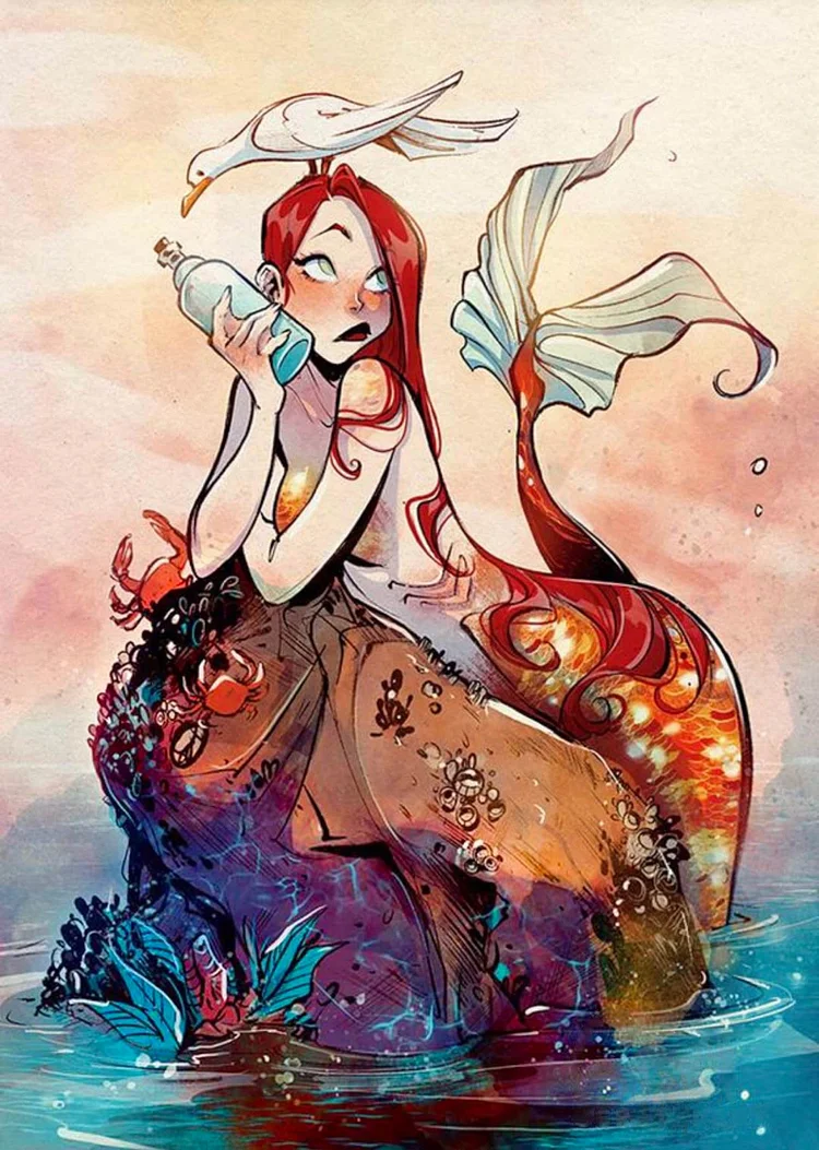 Mermaid 40*60CM(Canvas) Full Round/AB Drill Diamond Painting