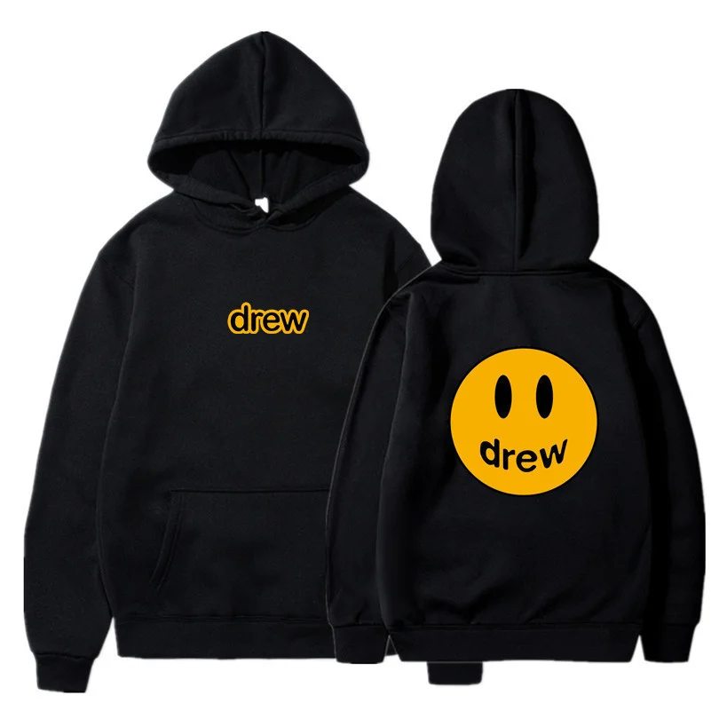 Drew House Hoodie Smiley Face Hip Hop Loose Solid Hoodie