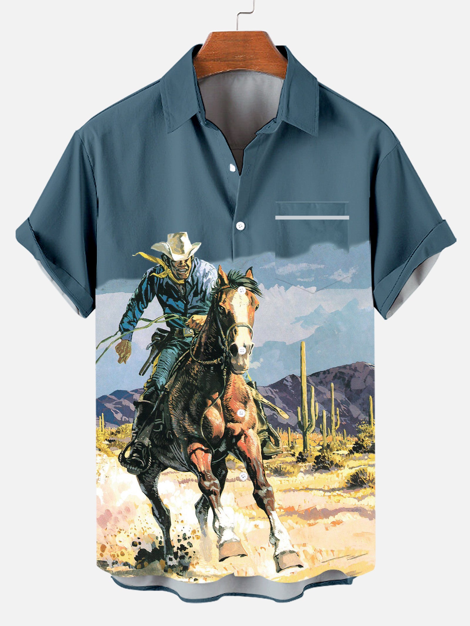 XLTMen's Vintage Plus Size Cowboy Horsemanship Resort Hawaiian Shirt PLUSCLOTHESMAN