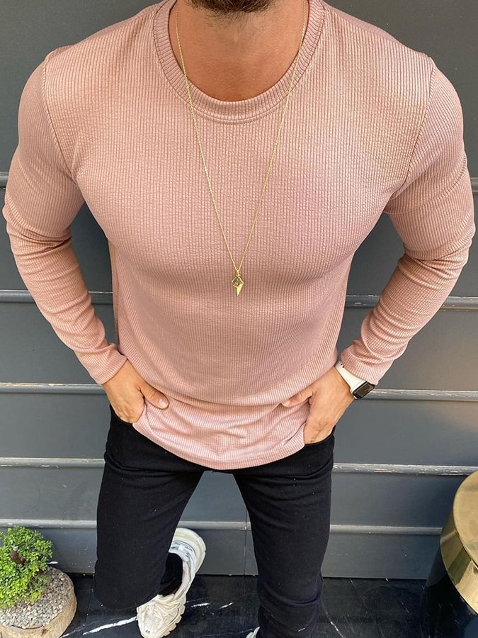 Men's Casual Solid Long Sleeve Sweater