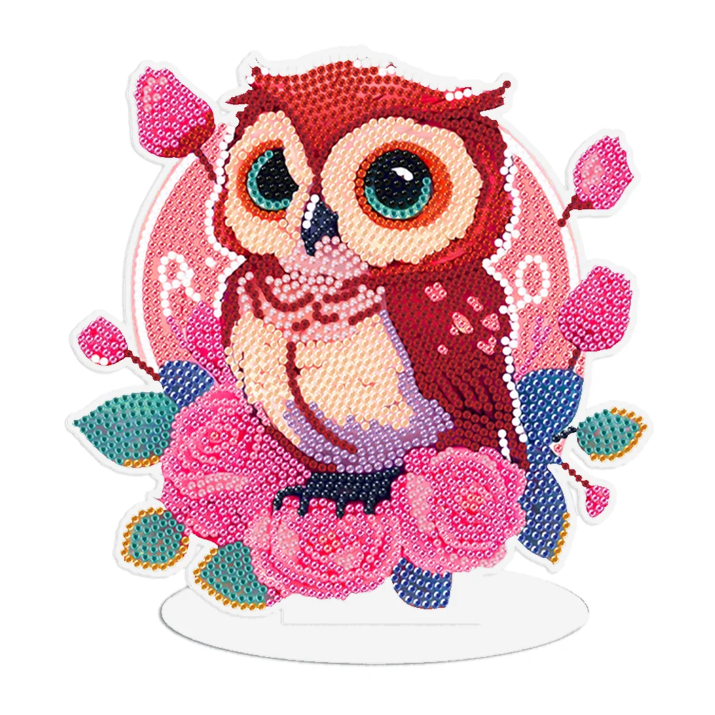 5D DIY Owl Rose Diamond Art Kit Colorful Owl DIY Diamond Painting (LY029)