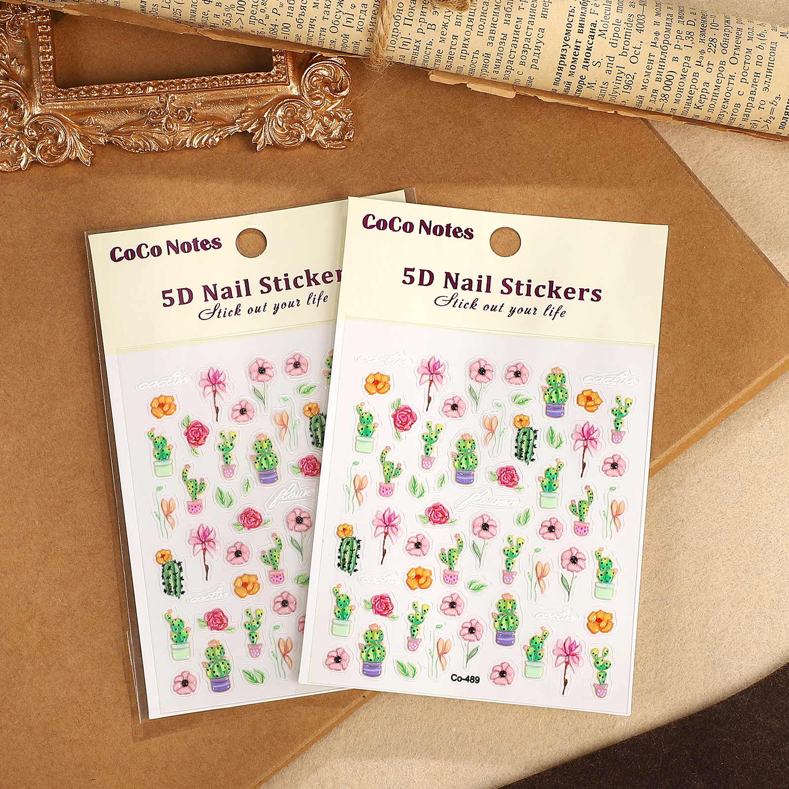 PET 스티커 - 2개/세트 귀여운 선인장 식물 꽃