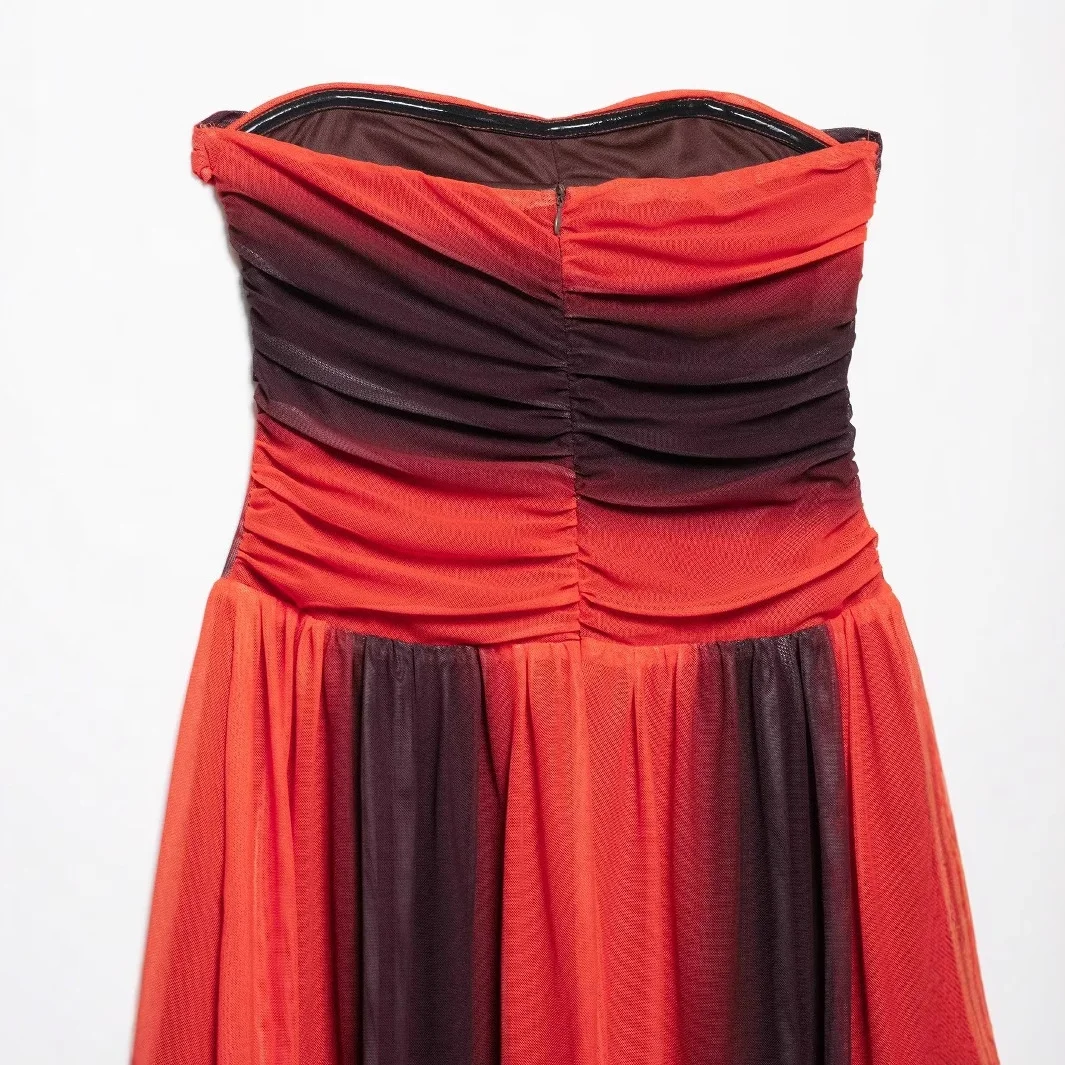 Nigikala Nigikala Women's Clothing Explosion Printing Chest-Scuttered Bare Back Mesh Dress