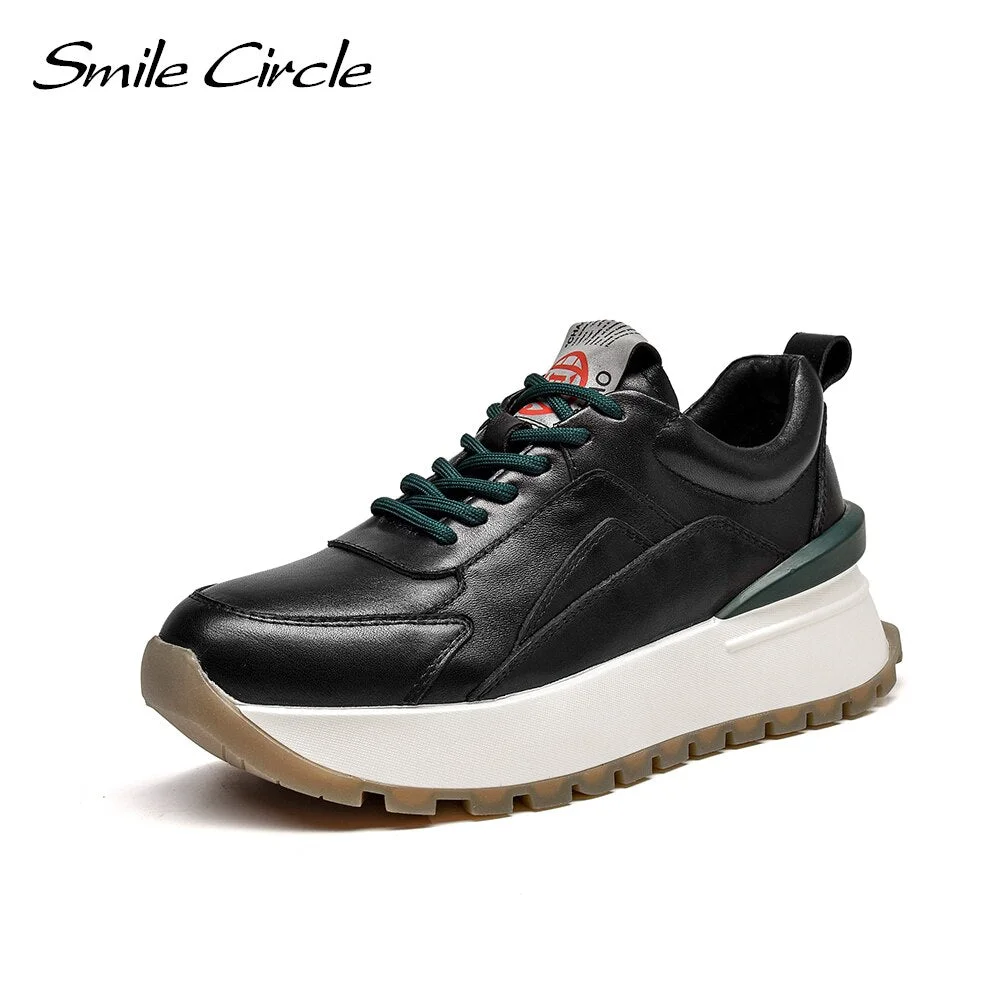 Smile Circle Women Sneakers Flat Platform shoes Spring fashion Round toe Comfortable Thick bottom Ladies Shoes