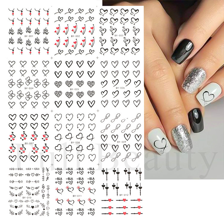 Bonusgud 12pcs Black Butterfly Water Nail Sliders Set Hollow Nails Design Flying Wings Stickers Drawing Pattern Manicure Transfer Foils