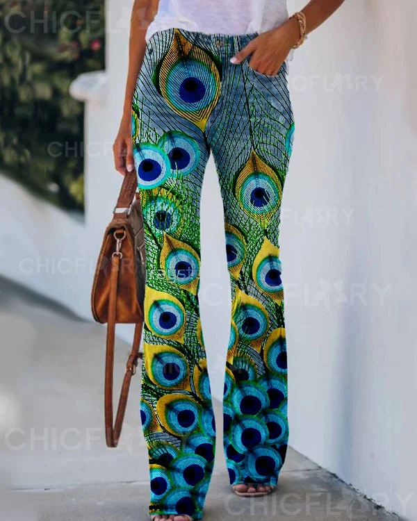 Women's  Peacock  Pattern Pants