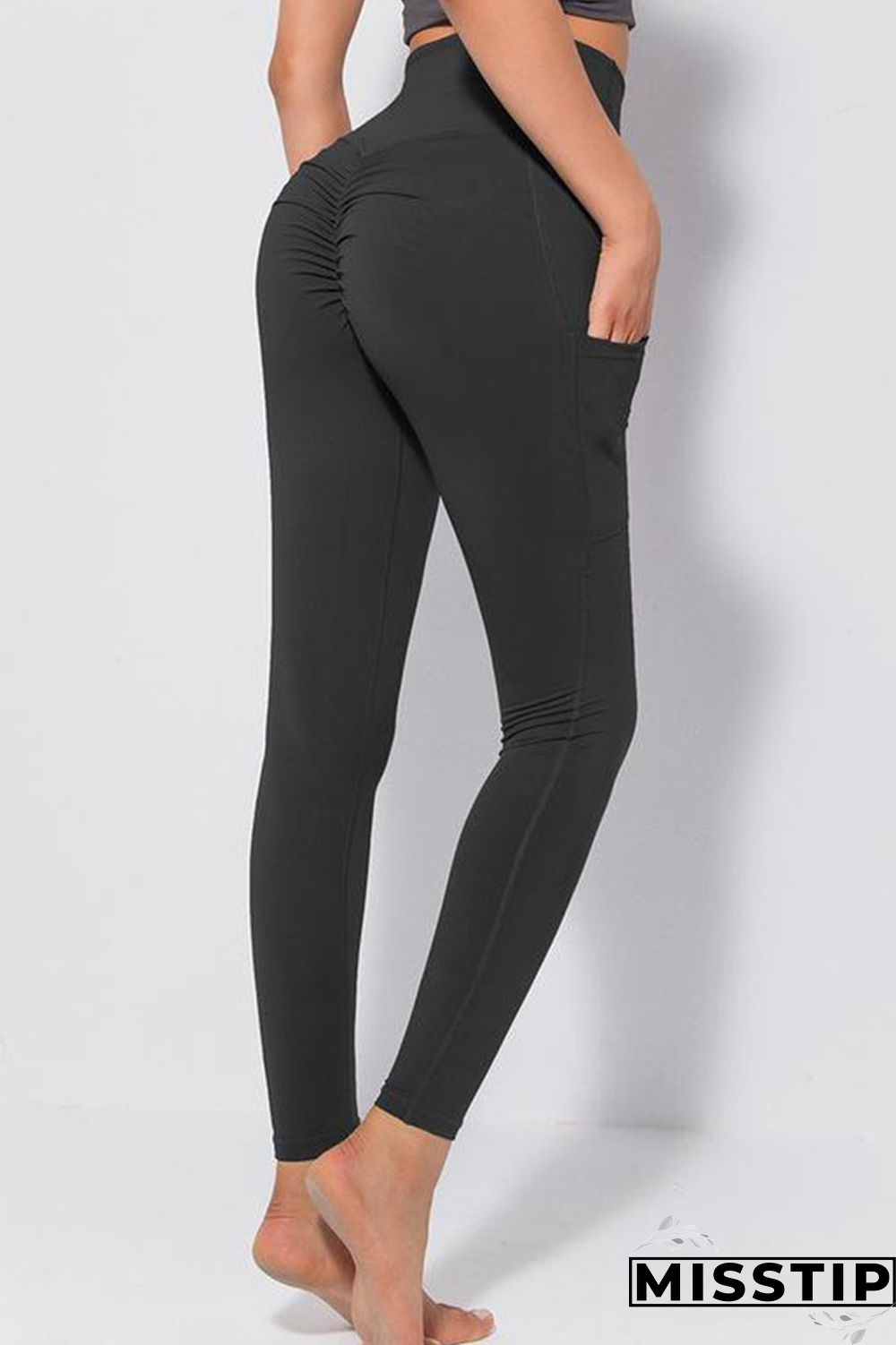 Gray Green Casual Sportswear Solid Patchwork Skinny High Waist Pencil Solid Color Bottoms