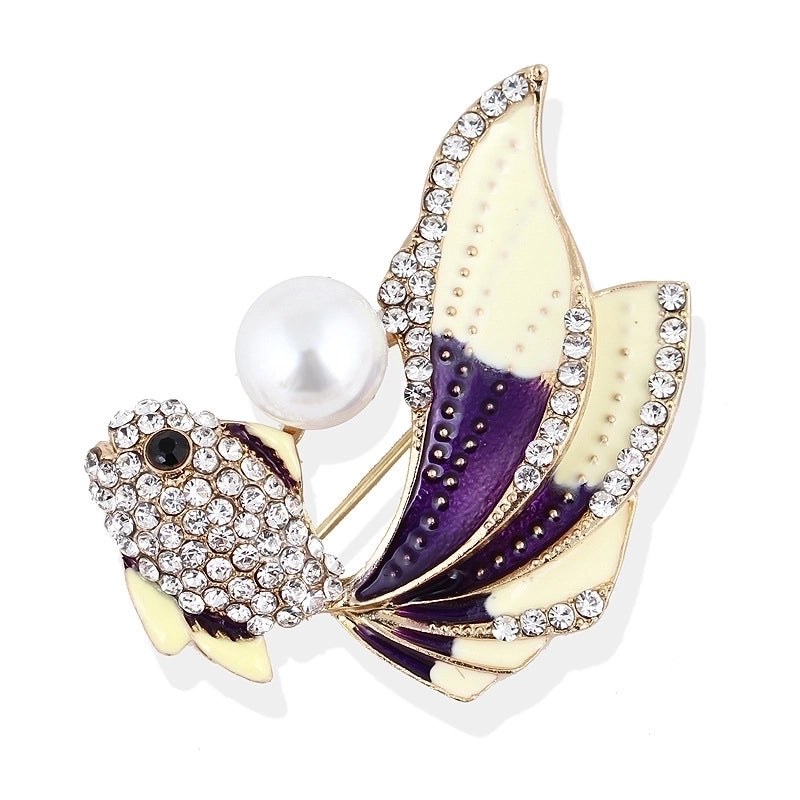Fashion Pin Fish Alloy Plating Metal Zircon Women’S Brooches