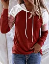 Color Block Lace Up Kangaroo Pocket Sweatshirt