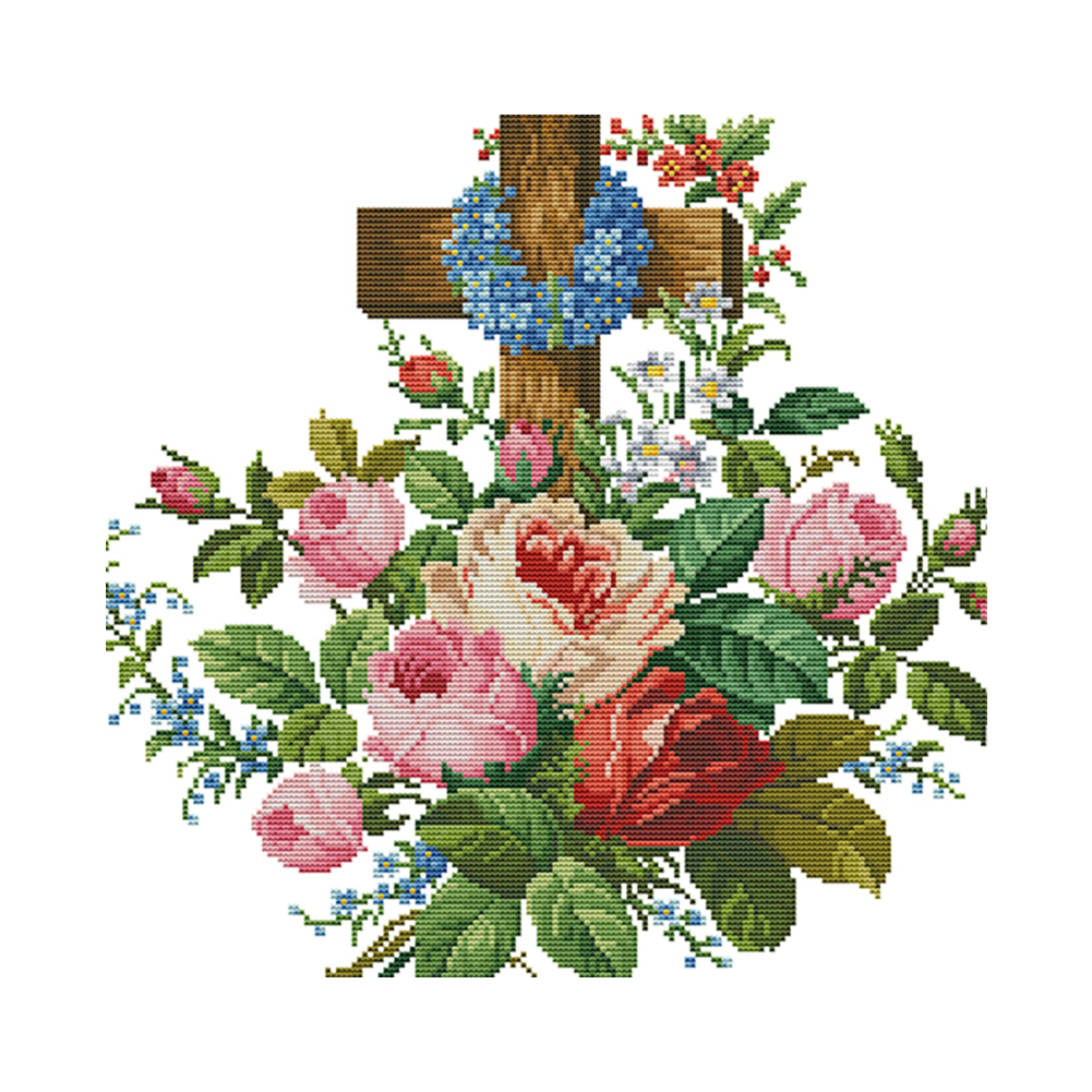 

FlowerCross - 14CT Stamped Cross Stitch - 40*40CM, 501 Original