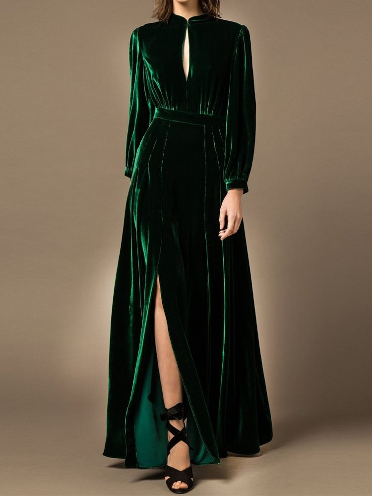 Retro Velvet Sleeve Dress فساتين