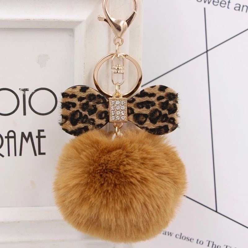 1 Piece Fashion Bow Knot Leopard Pu Leather Women’s Bag Pendant Keychain