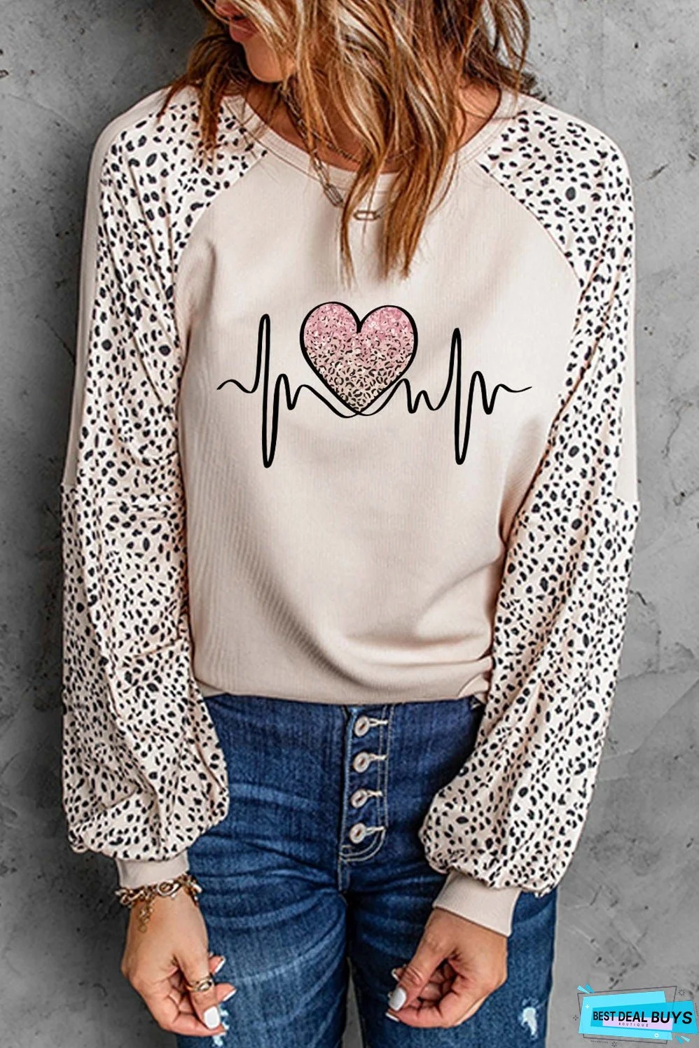 Peaceful Love Leopard Pullover Top