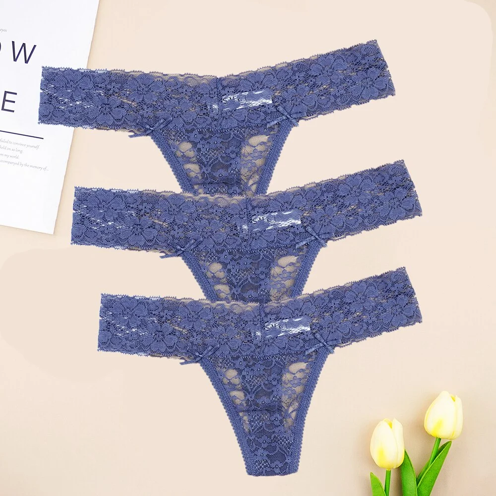 Billionm Sexy Full Lace Panties Women Thongs Hollow Out String Transparent Seamless Underpants Tangas Super Low Waist T-back