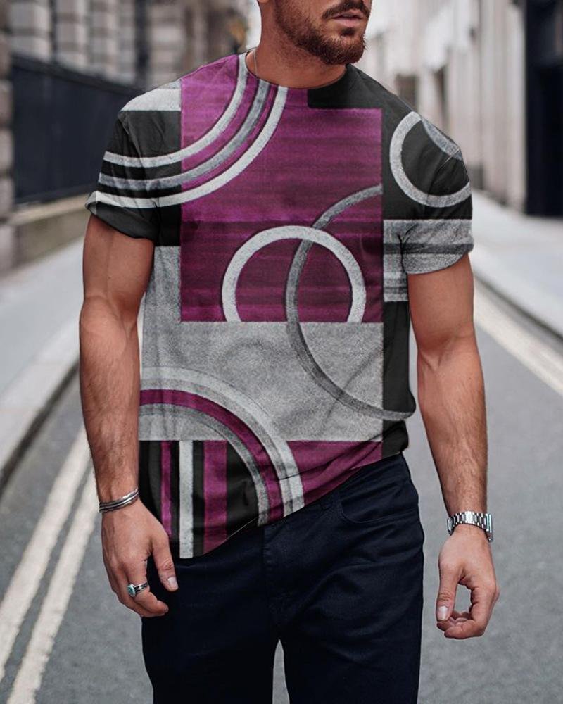 Men's Urban Purple Abstract Printed Fashion T-shirt