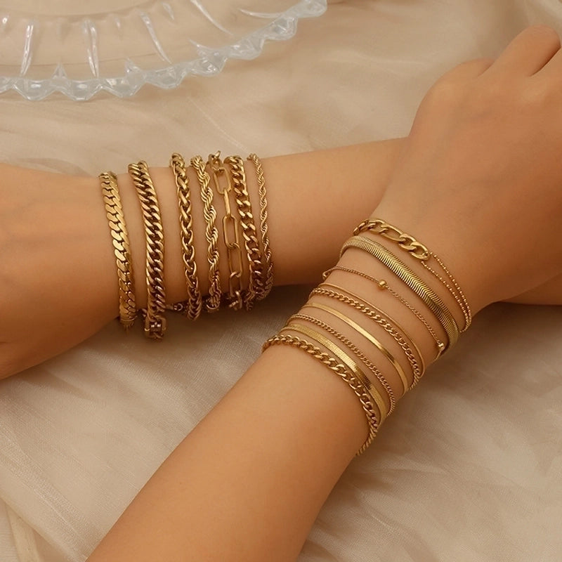 Basic Minimalist Geometric 304 Stainless Steel Bracelets In Bulk