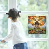 1PC-Diamonds Painting Stained Glass Windmill Wall Sticker Home Decor
