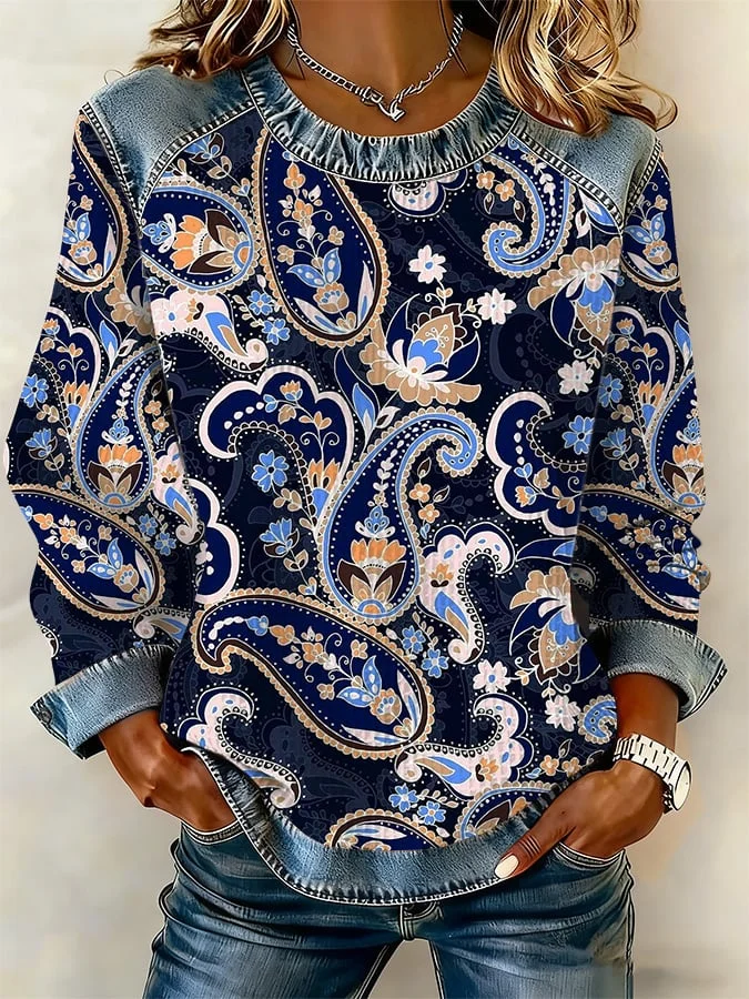 Women's Casual Print Long-Sleeve Sweatshirt 