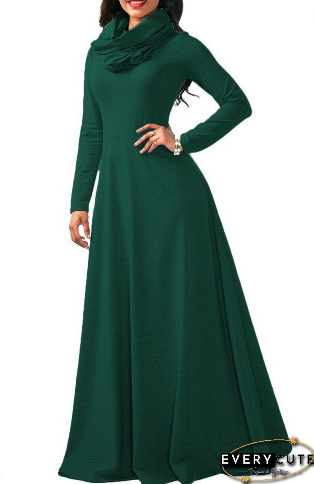 Women Warm Dress With Pocket Casual Solid Vintage Autumn Winter Maxi Dress Robe Bow Neck Long Elegant Dress