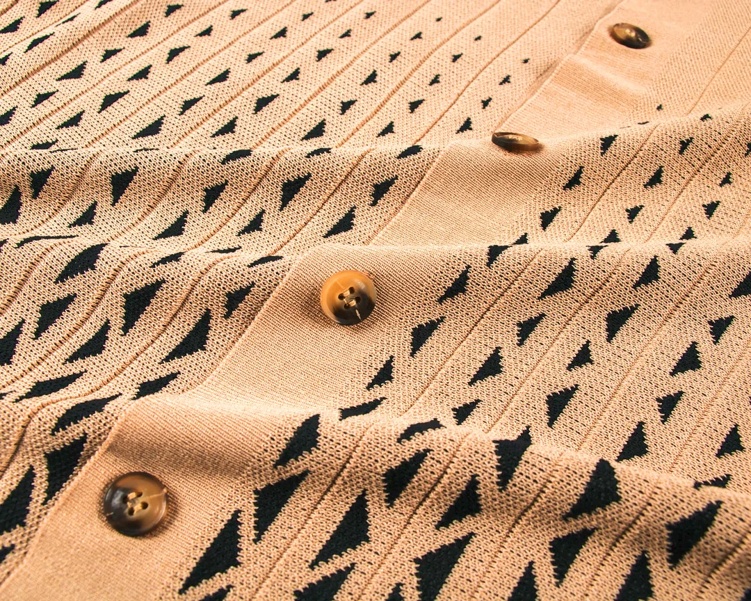 Cafe Criss-Cross Pattern Walking Suit Short Sleeve Set