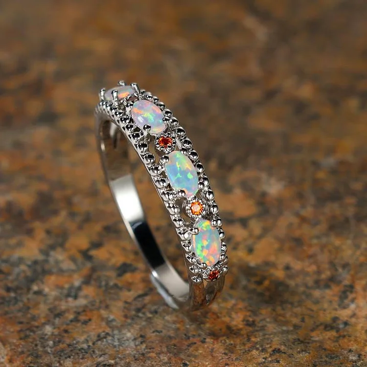 Olivenorma Vintage Ring Inlaid Opal Engagement Wedding Ring
