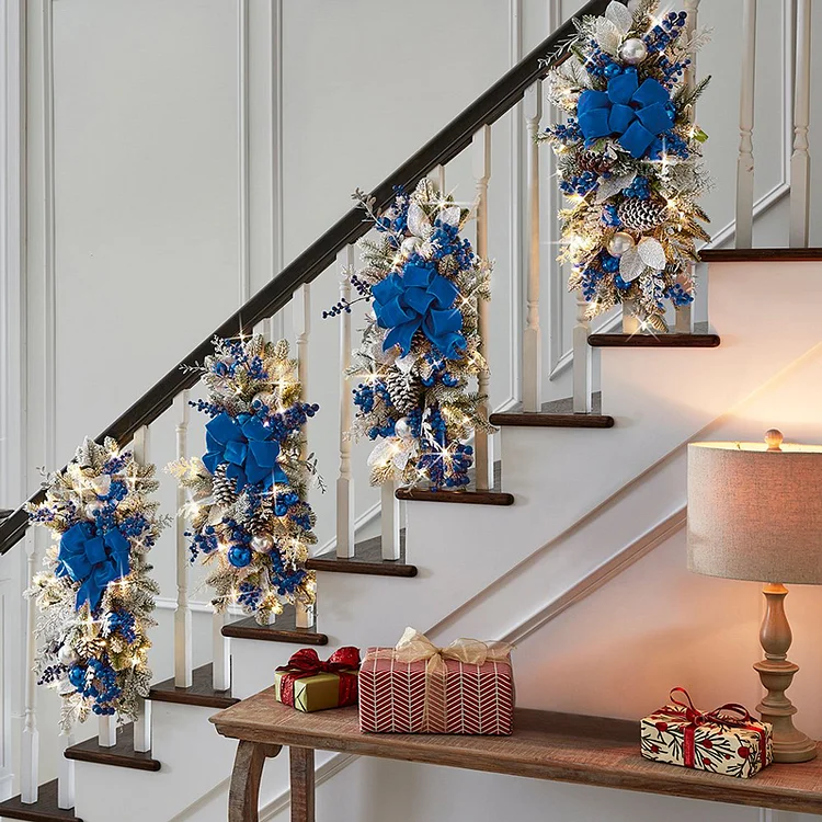 Christmas Decorations - The Cordless Prelit Stairway Swag Trim