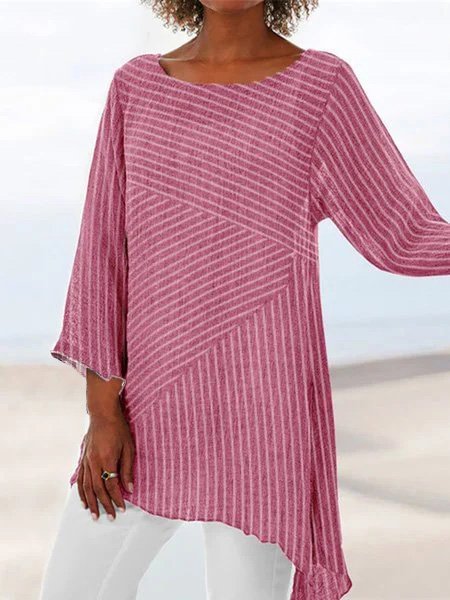 Striped Printed Casual Long Sleeve Shirts & Tops