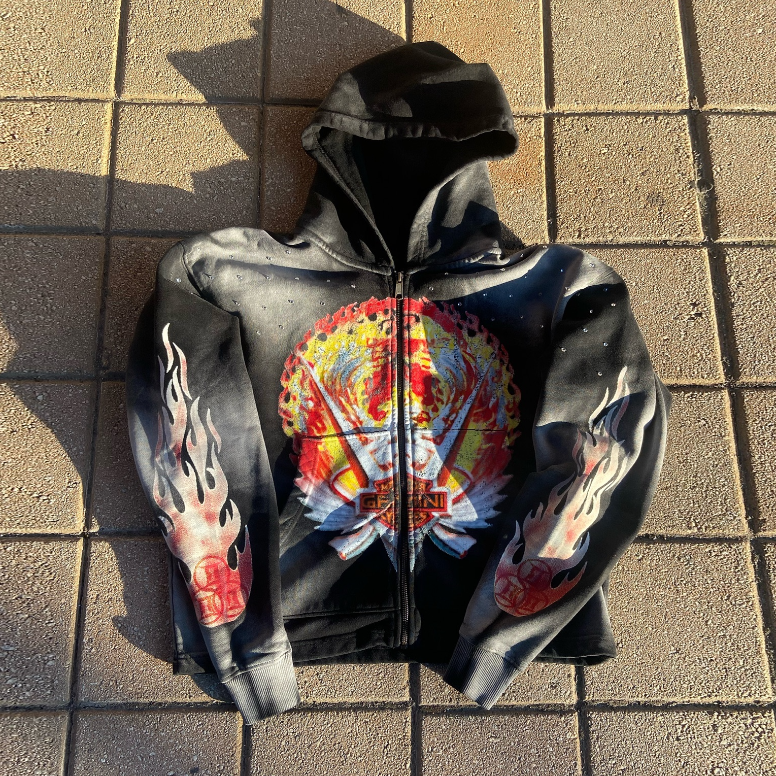 Vintage Gradient Print Hoodie