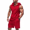 Men's Loose-Fit Casual Hooded Vest And Shorts Athletic Set by Inlyline