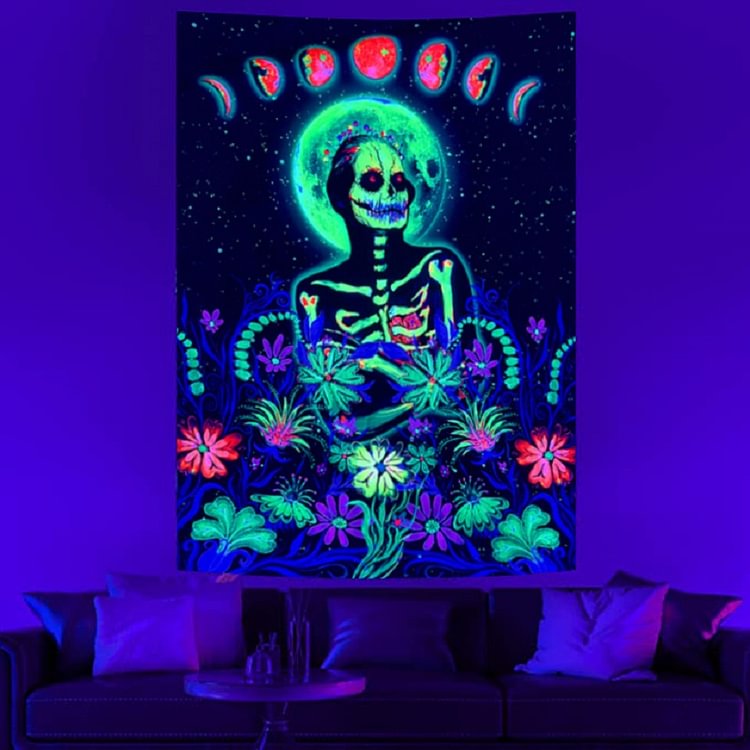 Fluorescent Tapestry Skull Wall Hanging Luminous Tapestries Home Room Decor