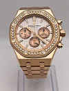Audemars Piguet Royal Oak Chronograph Rose Gold Silver Dial Diamond Bezel 26315OR.ZZ.1256OR.01