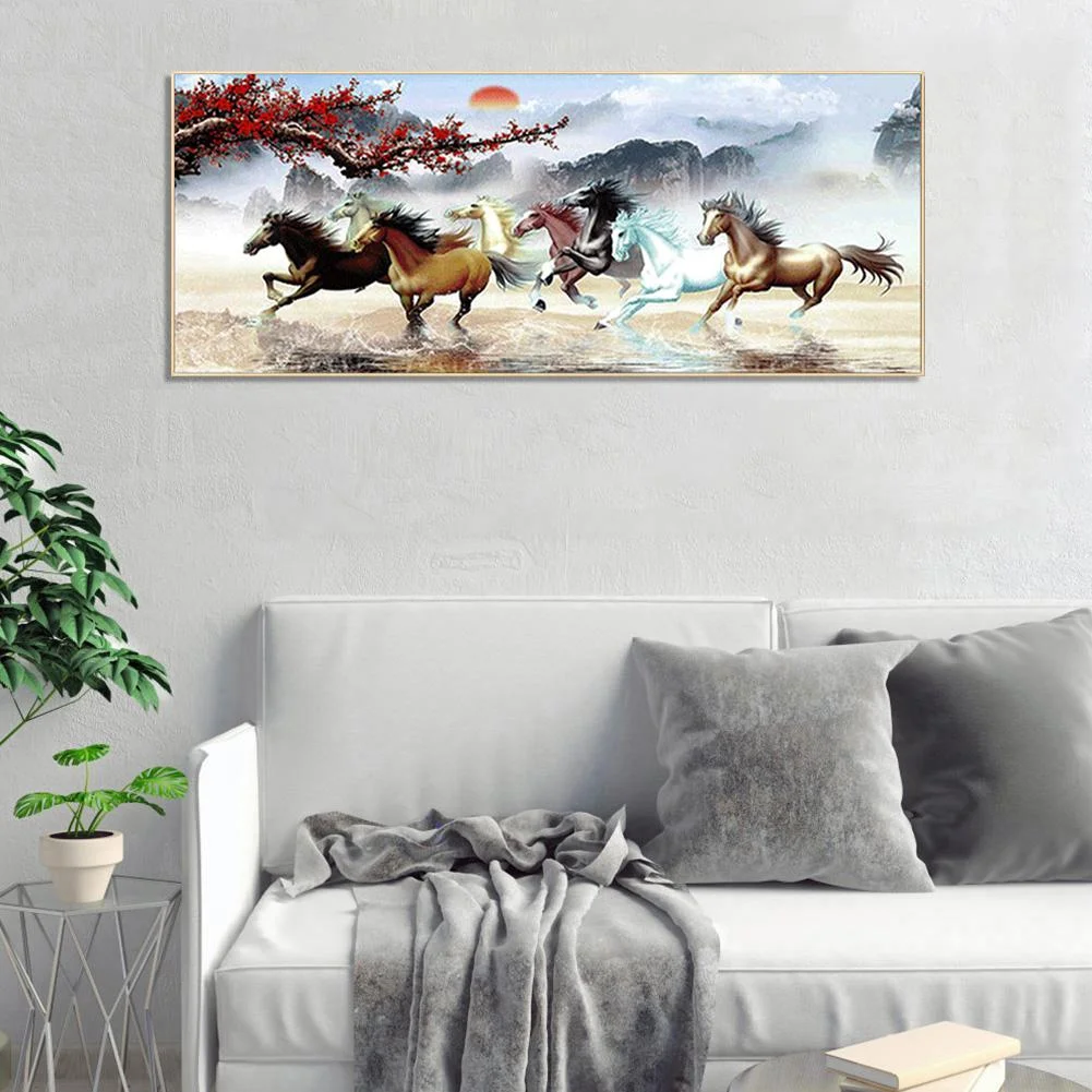 Diamond Painting - Full Round Drill - Running Horses (100*50cm)